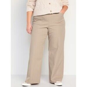 Old Navy Pixie Wide Leg Dress Pants Womens XXL Beige Pull On Stretch NEW